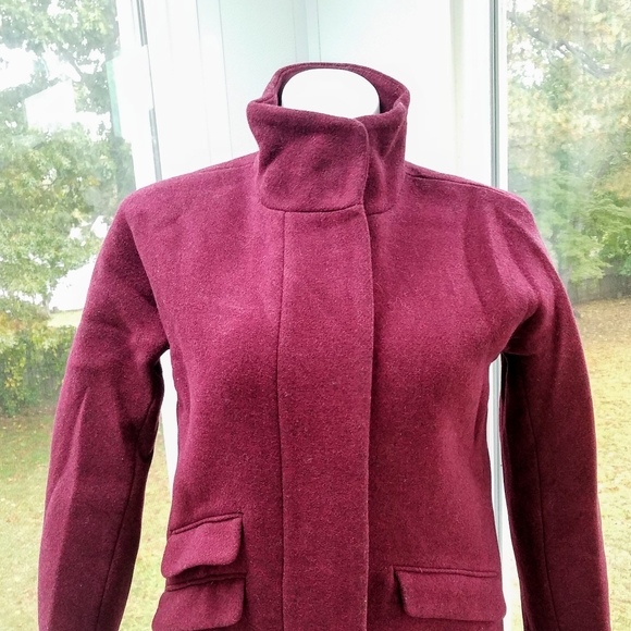 24 Hour Price drop J.Crew Wine Italian Stadium Wool Cocoon Coat Size8 - Picture 4 of 13
